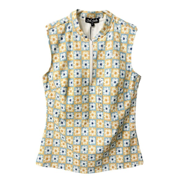 NEW Bad Birdie Womens XS Flower Power Multi Performance Sleeveless Golf Polo - Picture 3 of 9